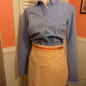 Boden Pencil Skirt, Salmon Pink and Cream Polka Dot, Size 6